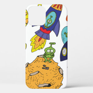 Reeks illustraties van de cartoon over ruimte in h iPhone 12 hoesje
