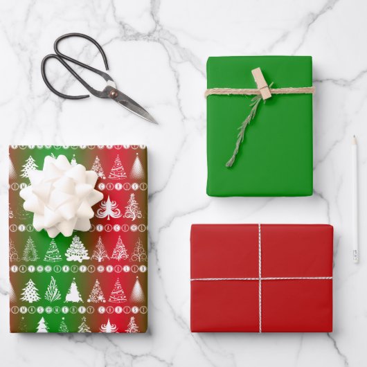 Reeks kerstpapier van 3 inpakpapier vel (Voorkant)