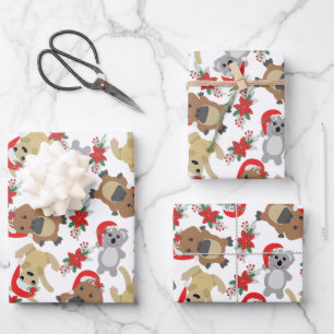 Reeks kerstpapier voor kerstcadeautjes inpakpapier vel