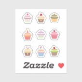 Reeks kleurrijke Stickers cupcakes (Vel)
