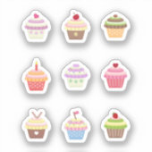 Reeks kleurrijke Stickers cupcakes (Voorkant)
