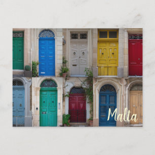 Reeks kleurrijke voordeuren op Malta Briefkaart