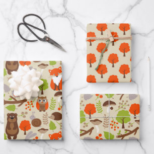 Reeks kookpapier van kookbosdieren 3 inpakpapier vel