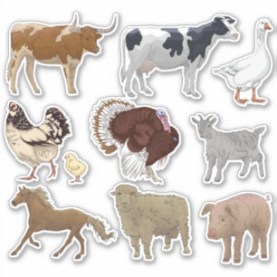 reeks landbouwhuisdieren sticker