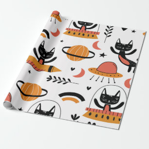 Reeks leuke kattenillustratie ontwerpkunst. F Cadeaupapier