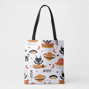 Reeks leuke kattenillustratie ontwerpkunst. F Draagtas