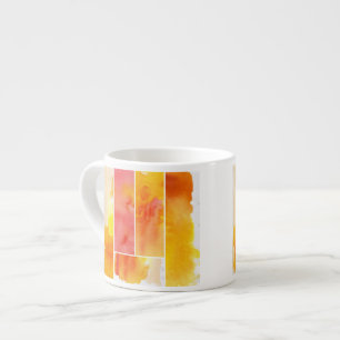 Reeks met de hand geschilde abstracte waterverf espresso kop