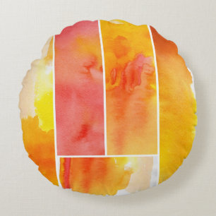 Reeks met de hand geschilde abstracte waterverf rond kussen