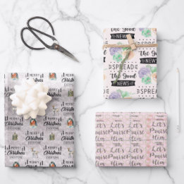 Reeks met kerstpapier voor waterverf 3 inpakpapier vel