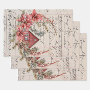 Reeks ompakken papier (3)  thema Kerstmis 03 Inpakpapier Vel