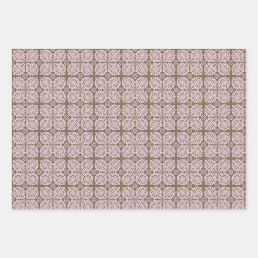 Reeks roze en bruin omlooppapier van 3 inpakpapier vel (Voorkant)