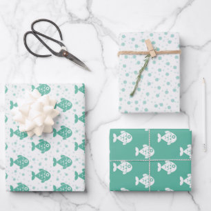 Reeks van 3 ladingvispapier inpakpapier vel