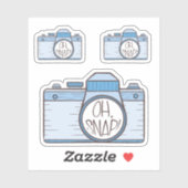 Reeks van 3 Oh Snap! Blue Pastel Camera Sticker (Vel)