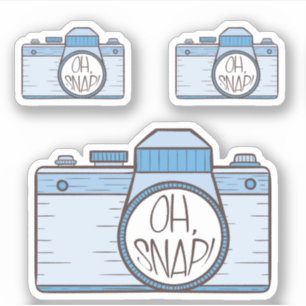 Reeks van 3 Oh Snap! Blue Pastel Camera Sticker