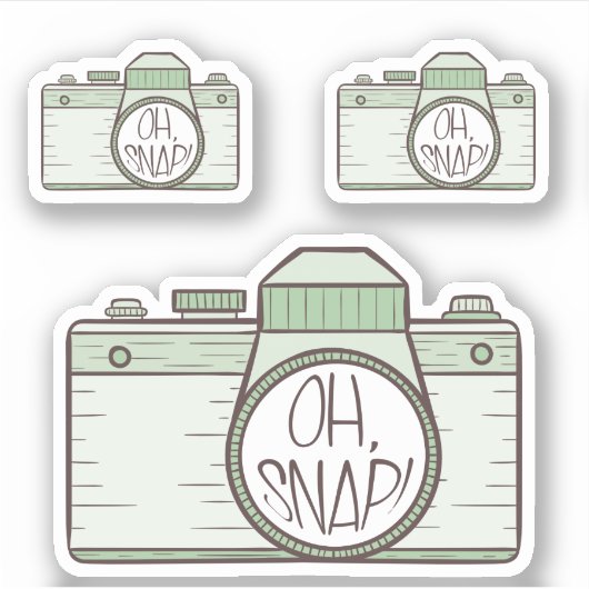 Reeks van 3 Oh Snap! Green Pastel Camera Sticker (Voorkant)