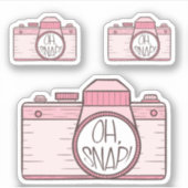 Reeks van 3 Oh Snap! Roze pastel camera Sticker (Voorkant)