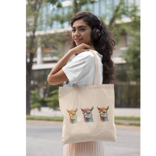 Reeks van drie alpaca's in waterverf tote bag