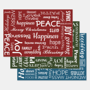 Reeks verpakkingspapier - kerstrood groen blauw inpakpapier vel