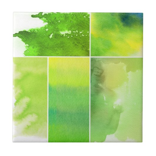 Reeks waterverf abstracte handbeschilderd tegeltje (Voorkant)