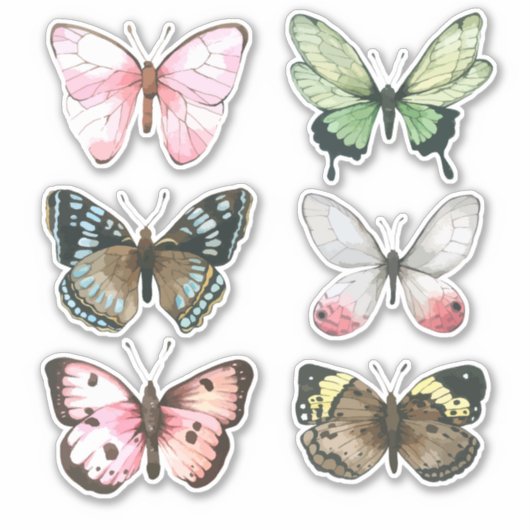 Reeks waterverf Butterflies sticker (Voorkant)