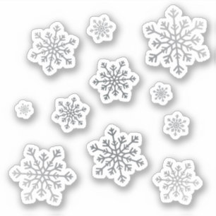 Reeks  zilveren kerstwintersneeuwvlokken sticker