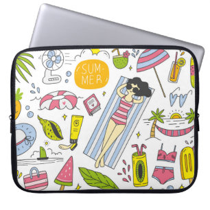 Reeks zomerdoedelen op witte achtergrond d laptop sleeve
