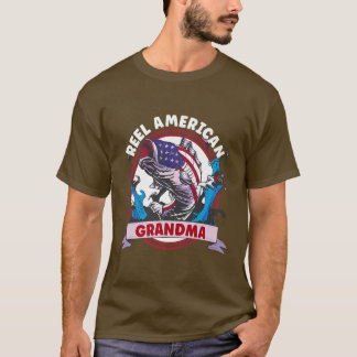 Reel American Grandma Patriotic Fishing US Flag Fi T-shirt
