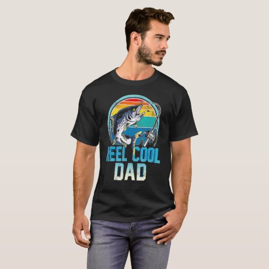 Reel Cool Dad Bass Fish Fisherman papa Vist me T-shirt (Voorkant volledig)