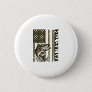 Reel Cool Dad Bass Fishing Vlag Vector Design_1 Ronde Button 5,7 Cm