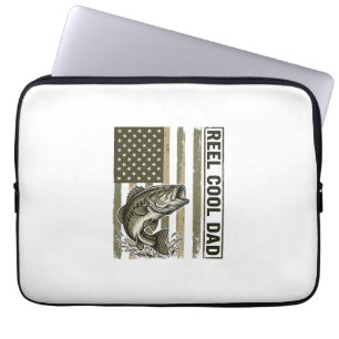 Reel Cool Dad Bassvissen Vlag Vector Design_1 Laptop Sleeve