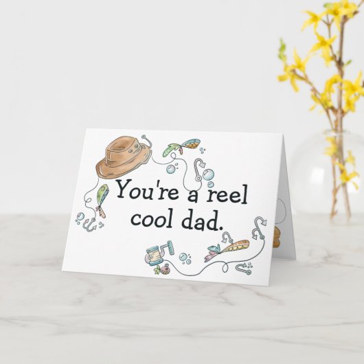 Reel Cool Dad Fathers Day Gevist Pun Kaart (Gele Bloem)