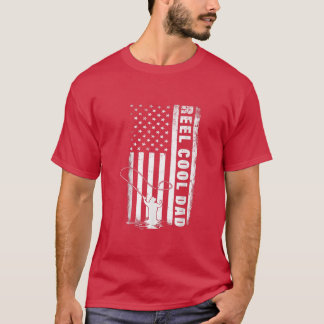 Reel Cool Dad Fly Fishing Dad 4 juli VS vlag T-shirt