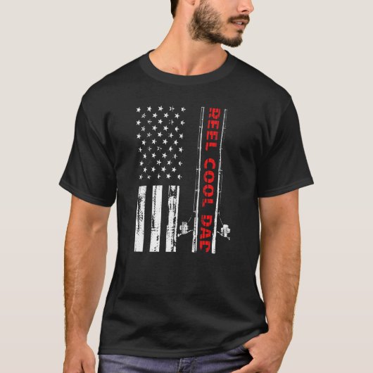 Reel Cool Dad Vist Rod Fish Fisherman Usa Ameri T-shirt (Voorkant)