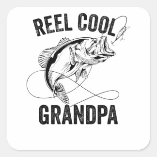 Reel Cool Grandpa Retro Fathers Day Vist Gift Vierkante Sticker