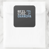 Reel Cool Grandpa Vierkante Sticker (Tas)