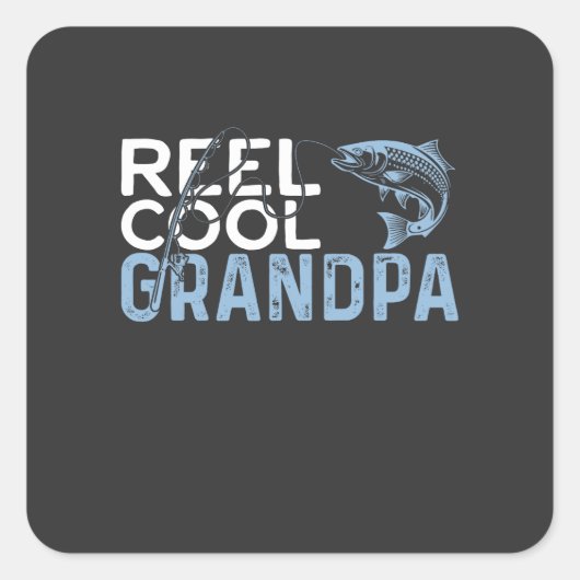 Reel Cool Grandpa Vierkante Sticker (Voorkant)