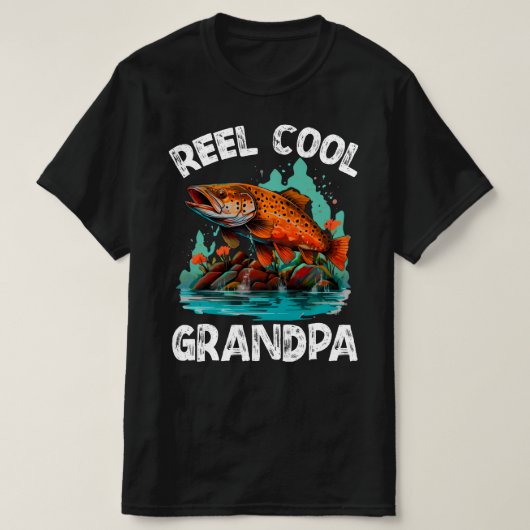 Reel Cool Opa Mannen Grappig Vist T-shirt (Design voorkant)