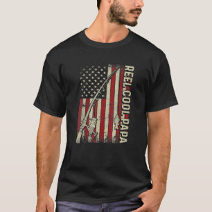 Reel Cool Papa American Flag Family Vissen Vader T-shirt