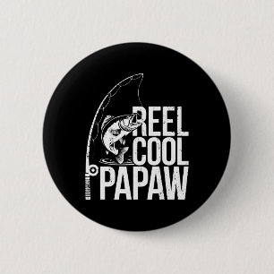 Reel Cool Papaw Shirt Mannen Papa Fisherman Father Ronde Button 5,7 Cm