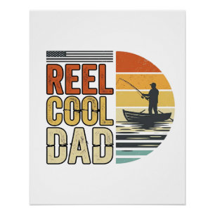 Reel Cool Vader Vintage Visserij T-Shirt Ontwerp_1 Perfect Poster