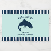 Reel ’em in Gevist vrijgezellenfeest nautische gun Likeurfles Etiket (Enkel label)