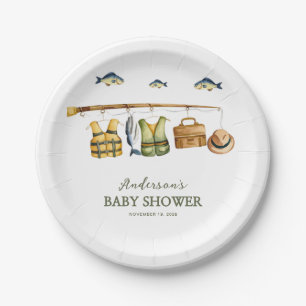 Reel Enthousiaste Kleine Visser Baby Shower Papieren Bordje