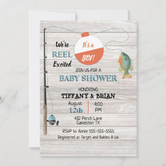 Reel Excited Vissen Boy Baby shower Uitnodiging