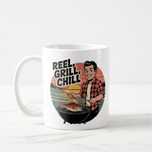 Reel Grill Chill Gevist en BBQ Dad Vaderdag Koffiemok