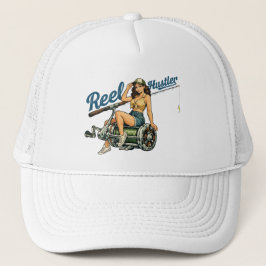 Reel Hustler Retro Fishing Pin-Up | Funny Fish Trucker Pet
