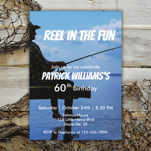Reel in de Fun Sunset Fisherman 60e verjaardag Kaart