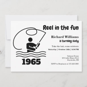Reel in de leuke moderne visser 60e verjaardag kaart