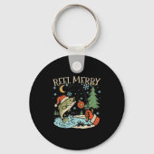 Reel Merry Christmas Fishing Funny Hook B Fi-shirt Sleutelhanger (Voorkant)