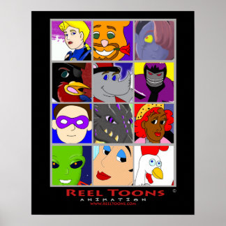 Reel Toons: Collage afdrukken karakter Poster