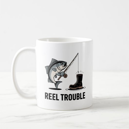 Reel Trouble Mug – Funny Fishing Gift for Anglers  (Gauche)